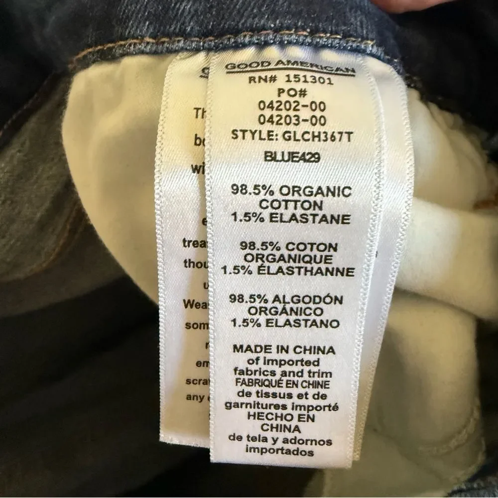 Good American Good Legs Chewed Hem Skinny Jeans Size 8